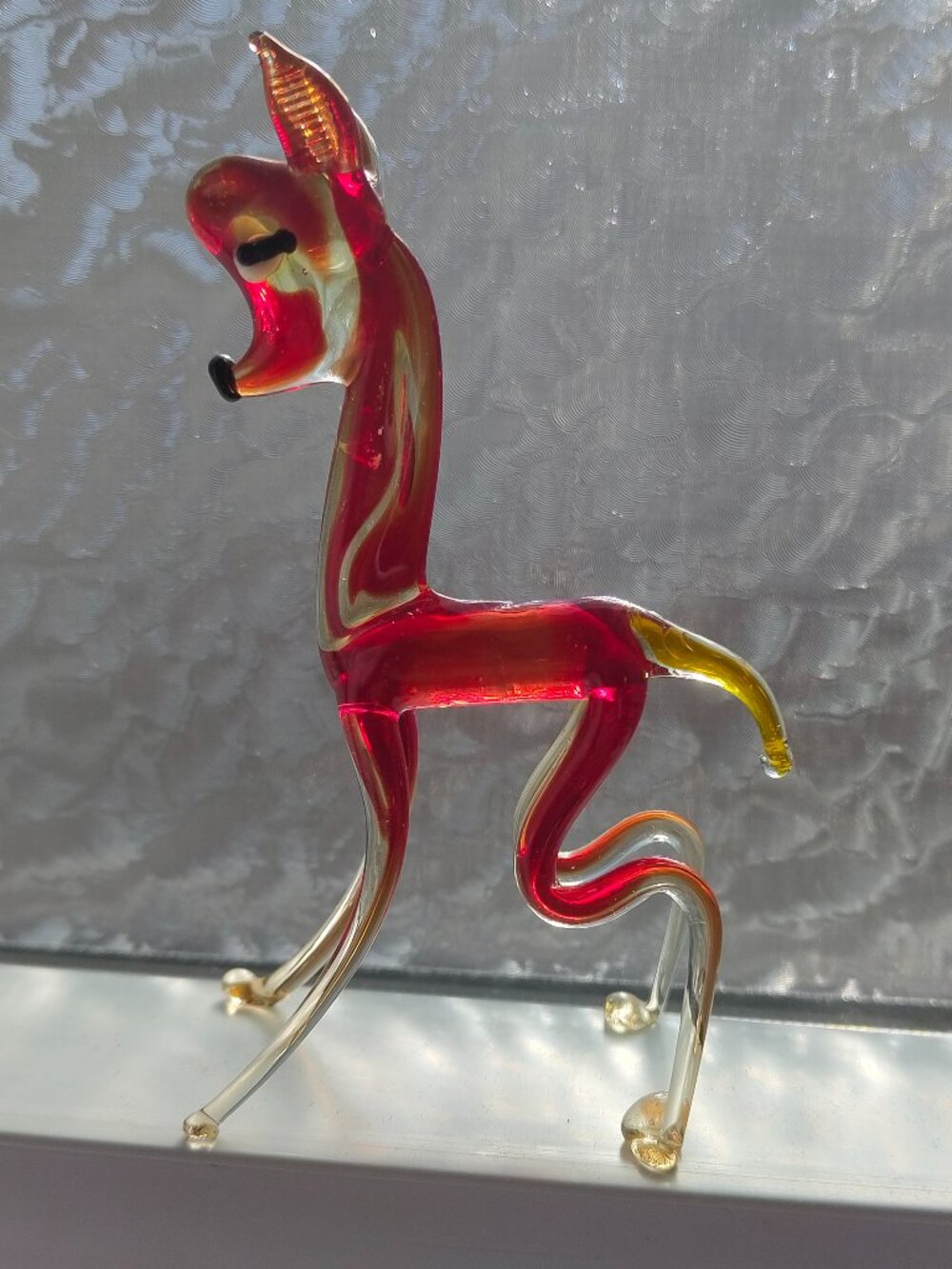 Red Glass Deer Figurine